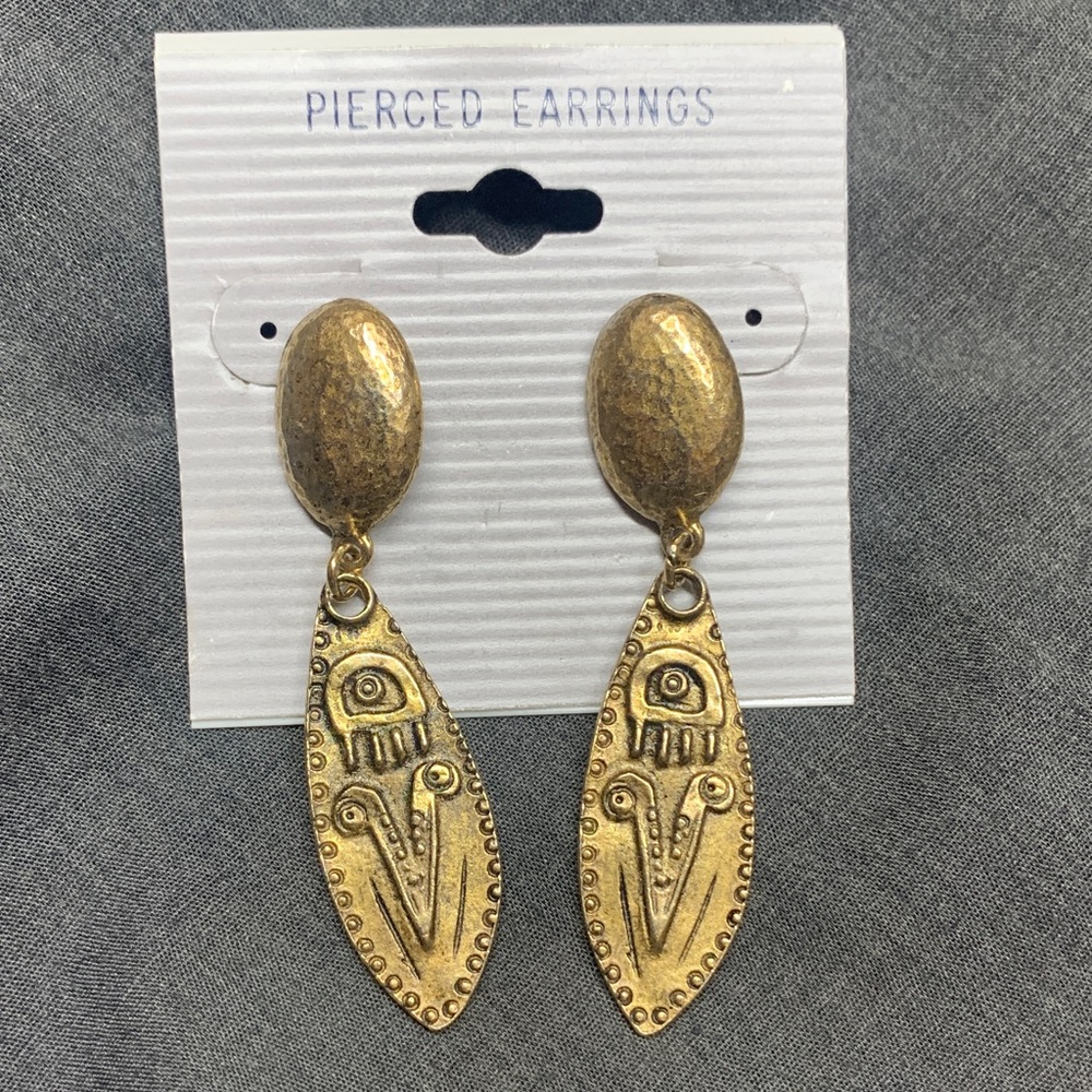 Gold Sculpted Drop Earrings - Women Jewelry